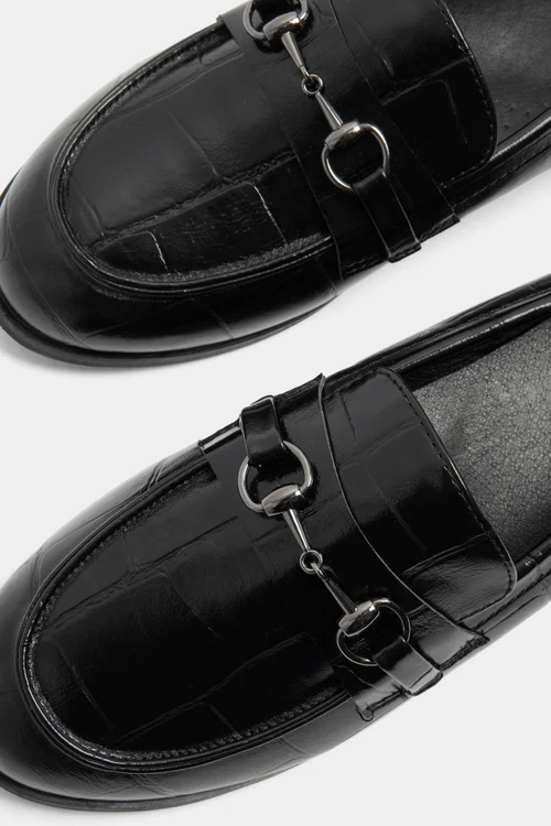 Yours Black Croc Snaffle Loafer In Wide E Fit & Extra Wide EEE Fit - 9 Extra Wide Image 5