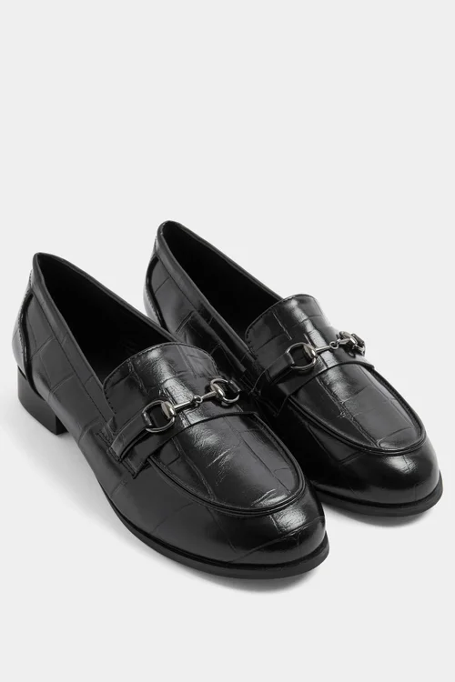 Yours Black Croc Snaffle Loafer In Wide E Fit & Extra Wide EEE Fit - 9 Extra Wide Image 3