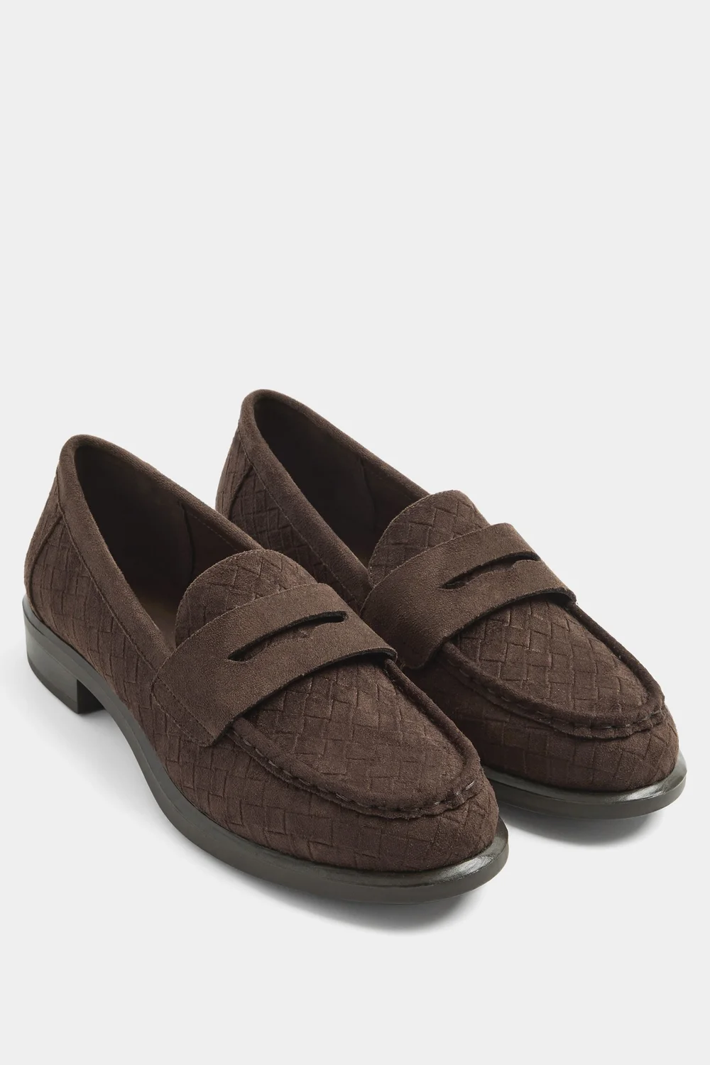 Yours Brown Woven Embossed Loafers In Wide E Fit - 6 Wide Image 3