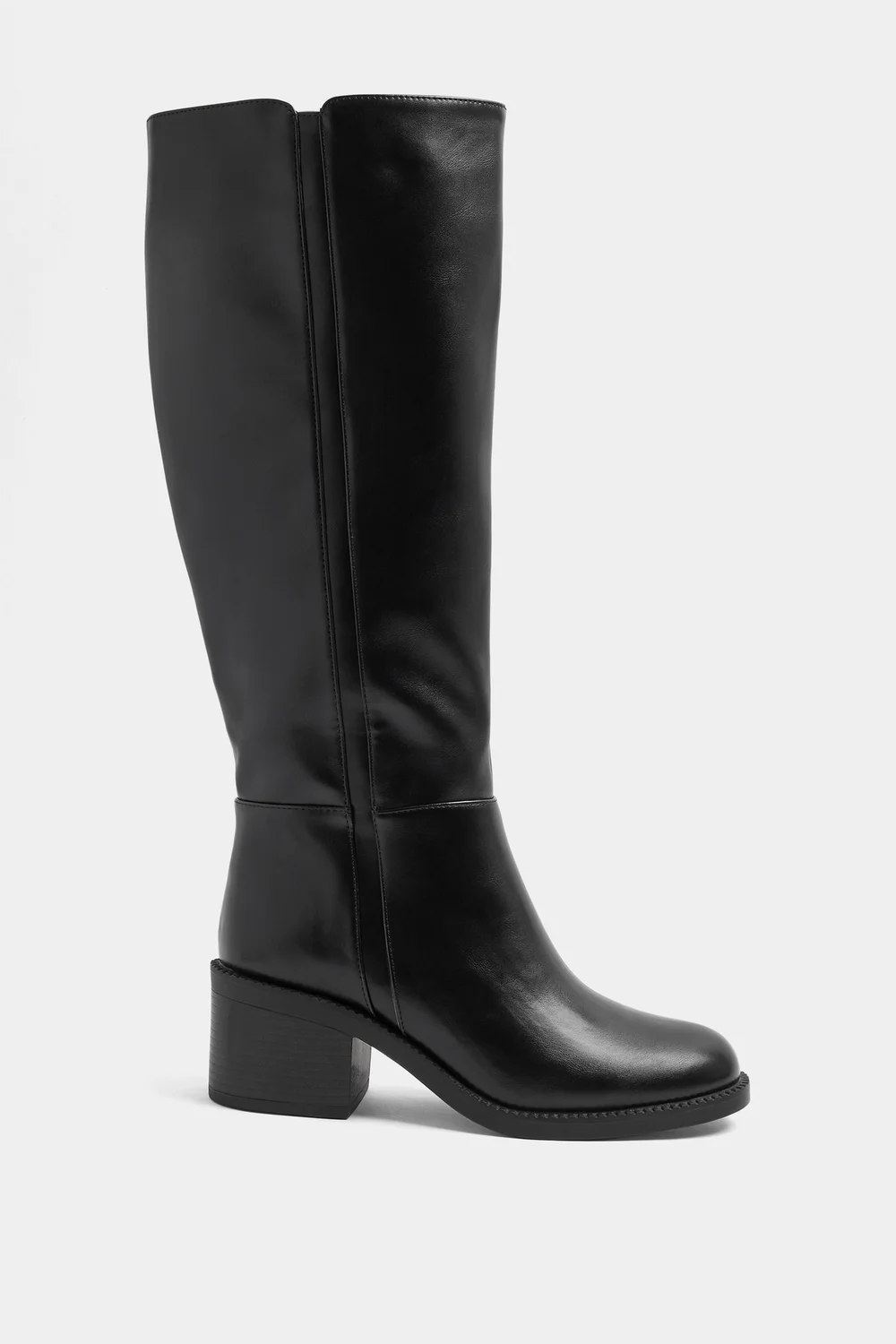 Yours Black Faux Leather Knee High Boots In Extra Wide EEE Fit - 7 Extra Wide Image 1