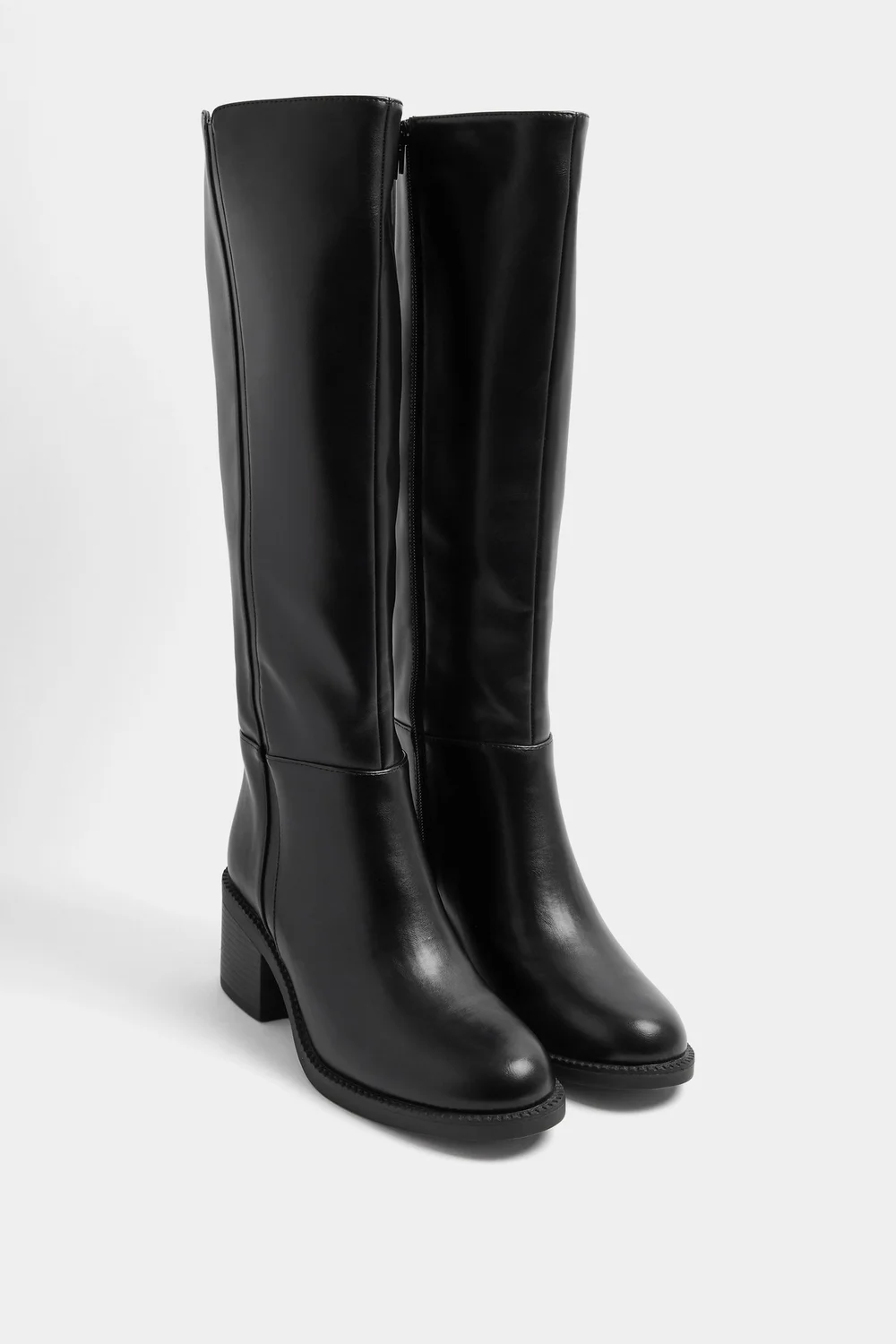 Yours Black Faux Leather Knee High Boots In Extra Wide EEE Fit - 7 Extra Wide Image 3