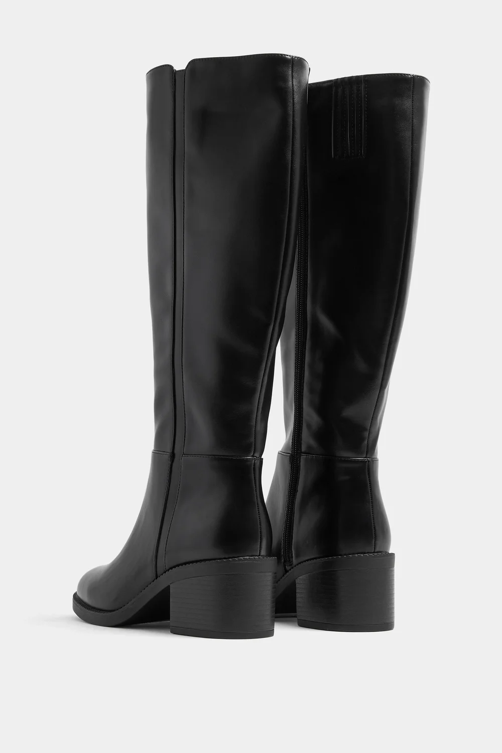 Yours Black Faux Leather Knee High Boots In Extra Wide EEE Fit - 7 Extra Wide Image 4