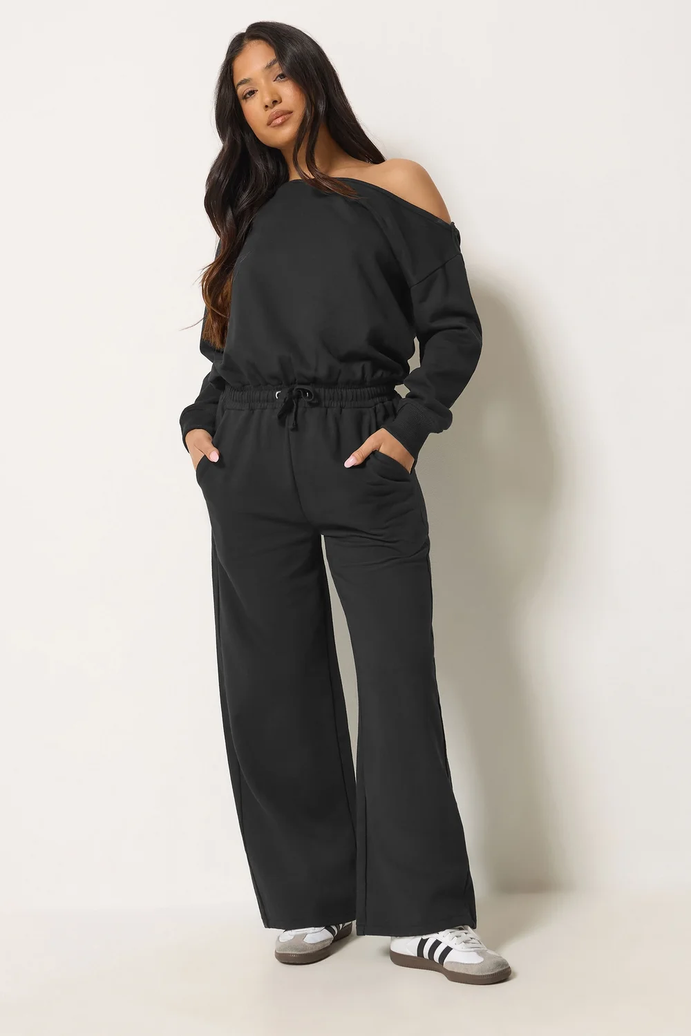 PixieGirl Petite Black Sweat Wide Leg Jumpsuit - 8 Image 2