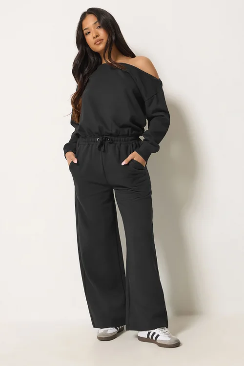 PixieGirl Petite Black Sweat Wide Leg Jumpsuit - 8 Image 2