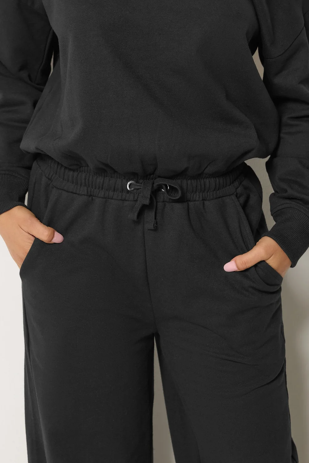 PixieGirl Petite Black Sweat Wide Leg Jumpsuit - 8 Image 5