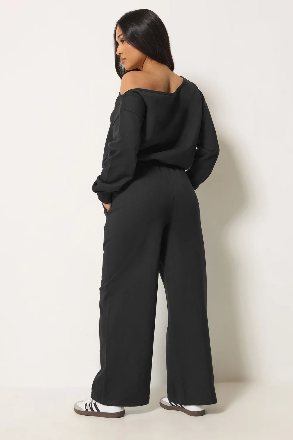 PixieGirl Petite Black Sweat Wide Leg Jumpsuit - 8 Image 4