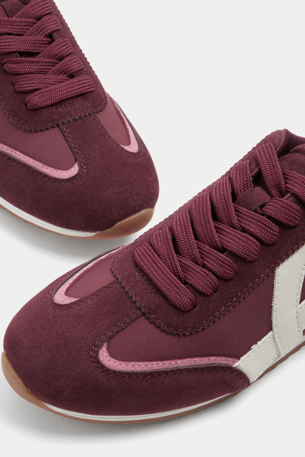 Yours Burgundy Red Slim Sole Trainers In Wide E Fit - 4 Wide Image 5