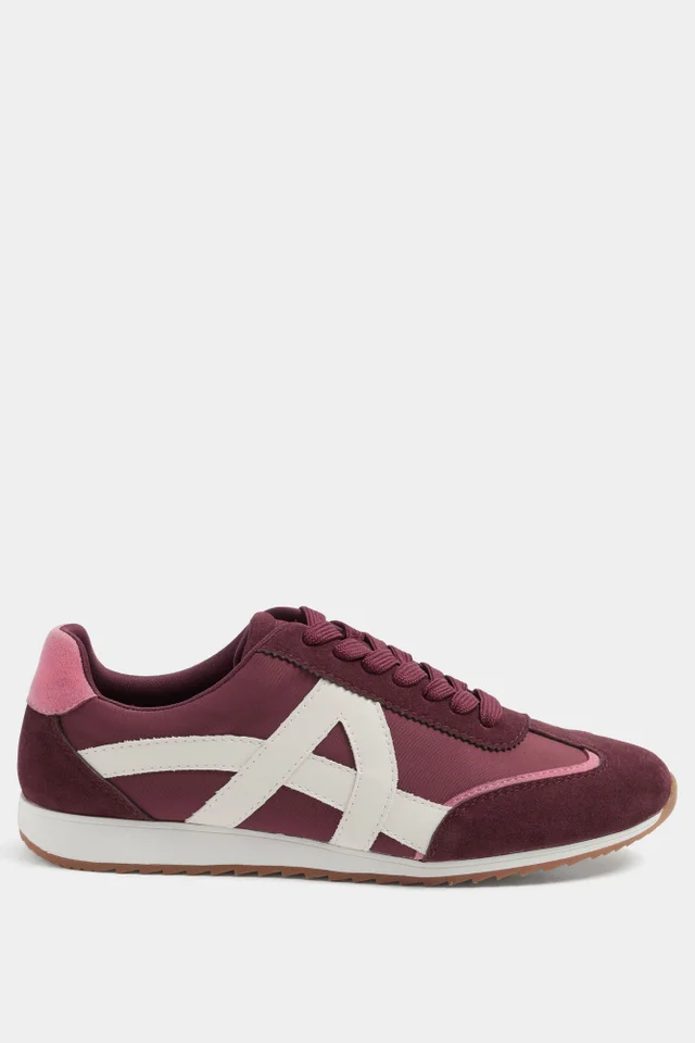 Yours Burgundy Red Slim Sole Trainers In Wide E Fit