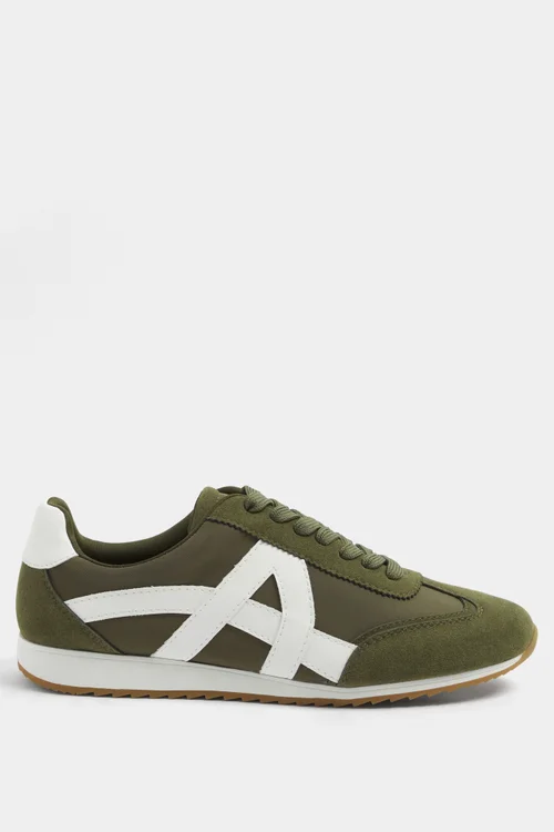 Yours Khaki Green Slim Sole Trainers In Wide E Fit - 5 Wide Image 1