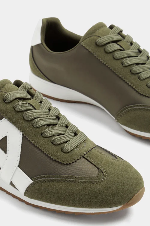 Yours Khaki Green Slim Sole Trainers In Wide E Fit - 5 Wide Image 5