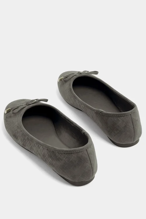 Yours Grey Woven Ballerina Pumps In Wide E Fit & Extra Wide EEE Fit - 6 Wide Image 4