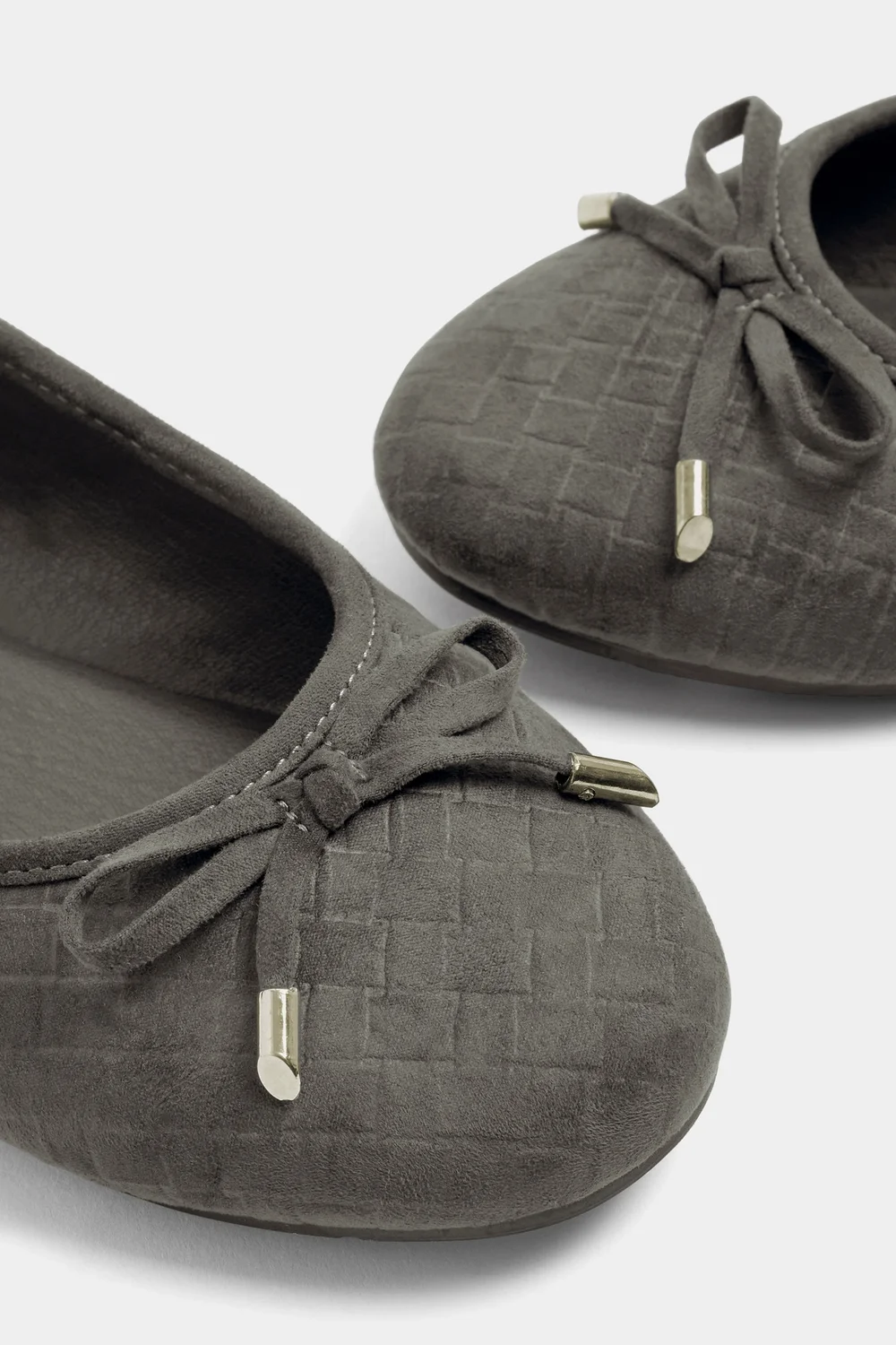 Yours Grey Woven Ballerina Pumps In Wide E Fit & Extra Wide EEE Fit - 6 Wide Image 5
