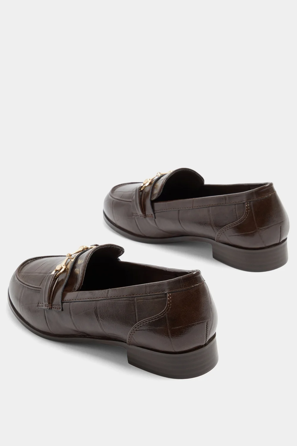 Yours Chocolate Brown Croc Snaffle Loafer In Wide E Fit & Extra Wide EEE Fit - 6 Extra Wide Image 4