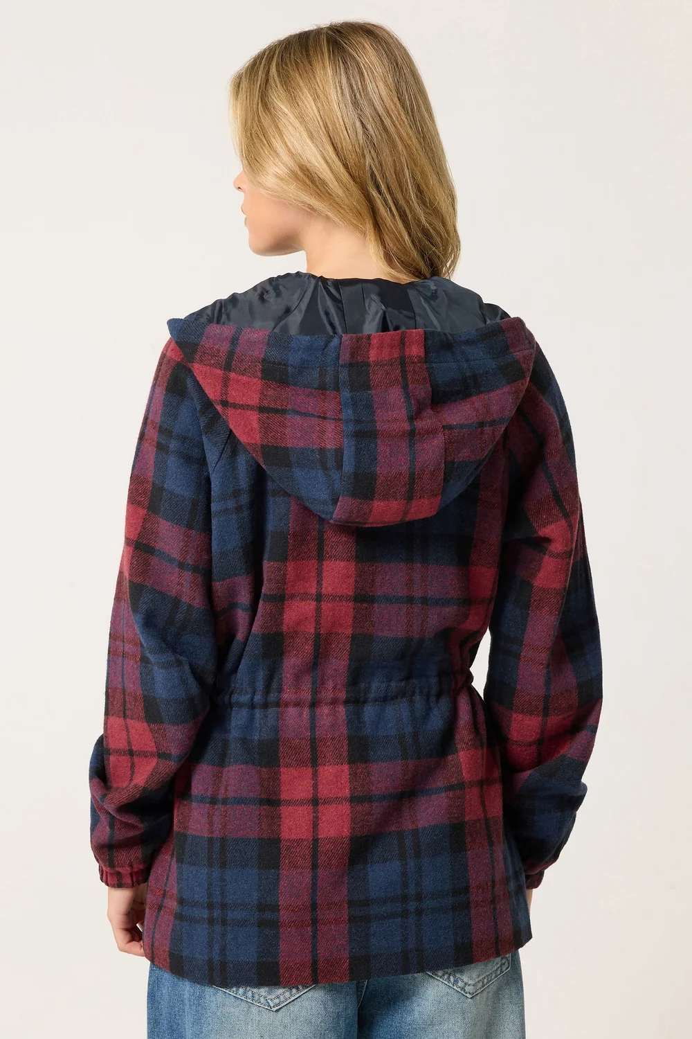 PixieGirl Petite Red Check Hooded Parka Coat - 10 Image 3
