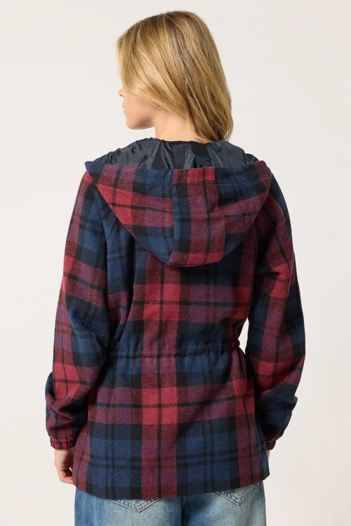 PixieGirl Petite Red Check Hooded Parka Coat - 10 Image 3