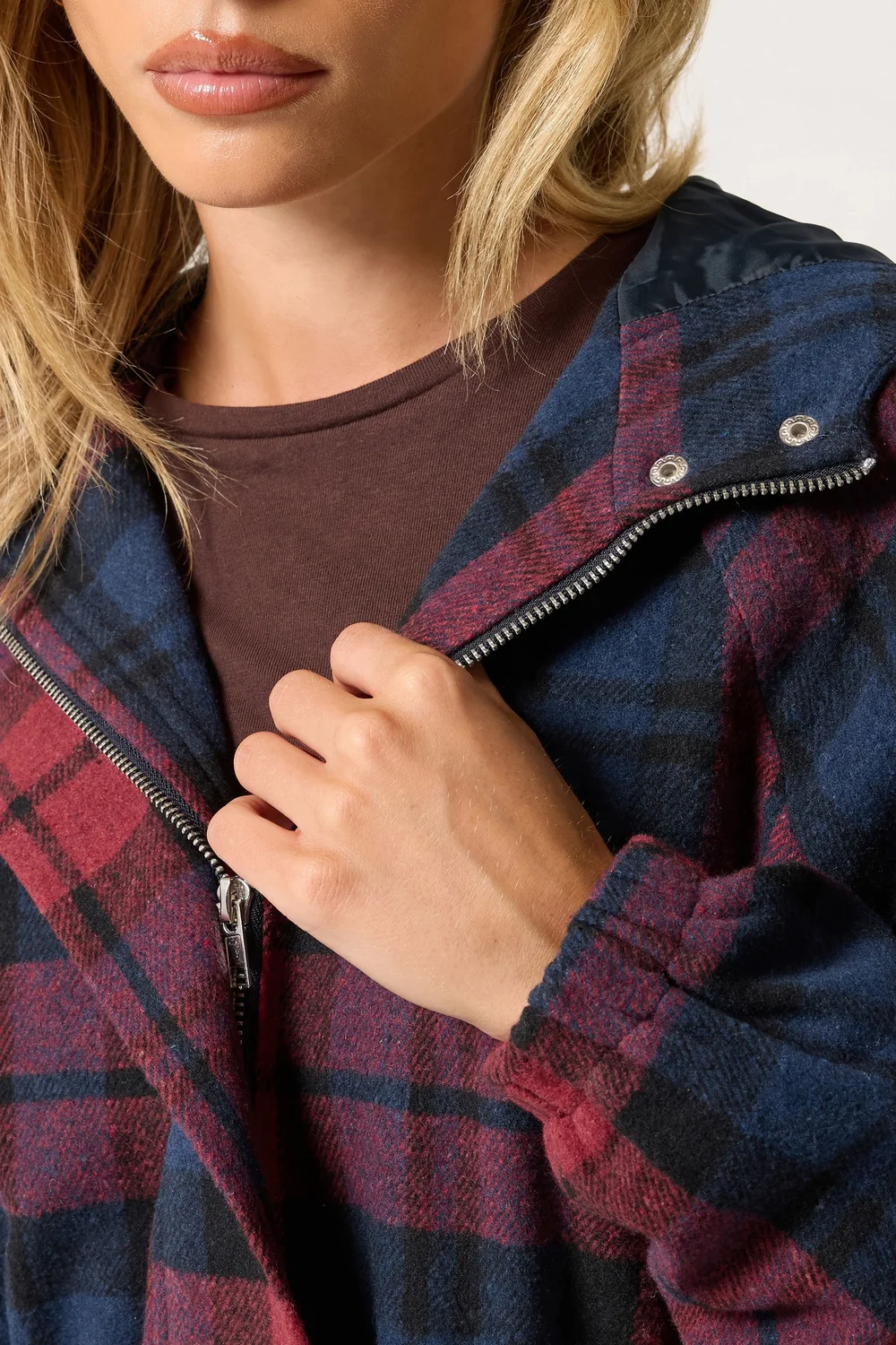 PixieGirl Petite Red Check Hooded Parka Coat - 10 Image 4