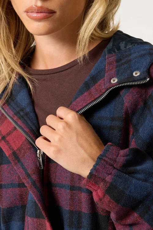 PixieGirl Petite Red Check Hooded Parka Coat - 10 Image 4