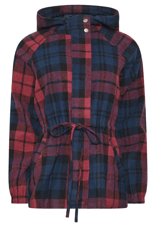 PixieGirl Petite Red Check Hooded Parka Coat - 10 Image 5