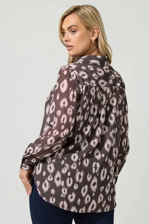 Yours London Curve Brown Animal Print Shirt - 12 Image 2