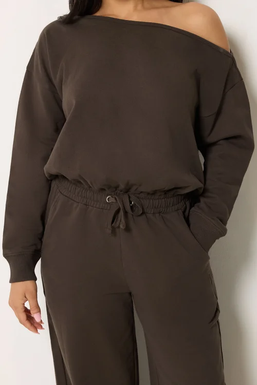 PixieGirl Petite Chocolate Brown Sweat Wide Leg Jumpsuit - 18 Image 3