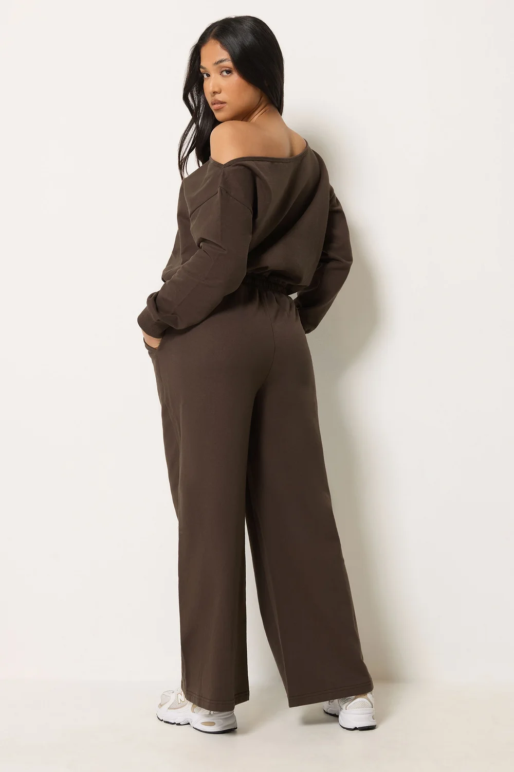 PixieGirl Petite Chocolate Brown Sweat Wide Leg Jumpsuit - 18 Image 2