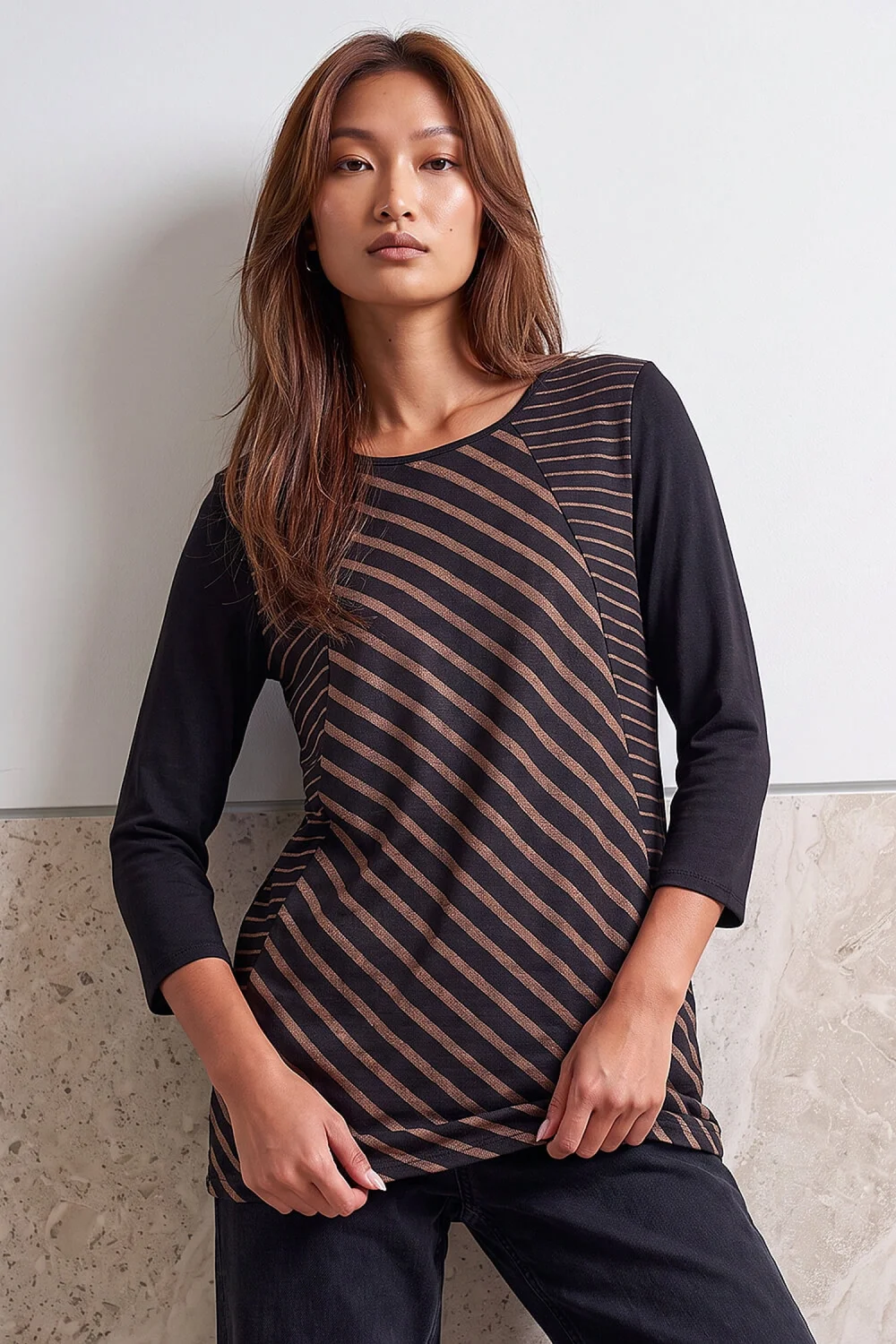 Roman Black Snit Stripe Tunic - 18 Image 1