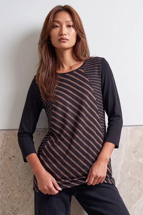 Roman Black Snit Stripe Tunic - 18 Image 1