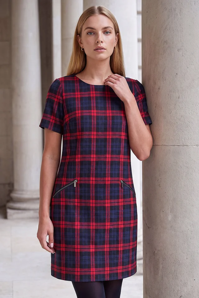 Roman Red Tartan Check Shift Dress