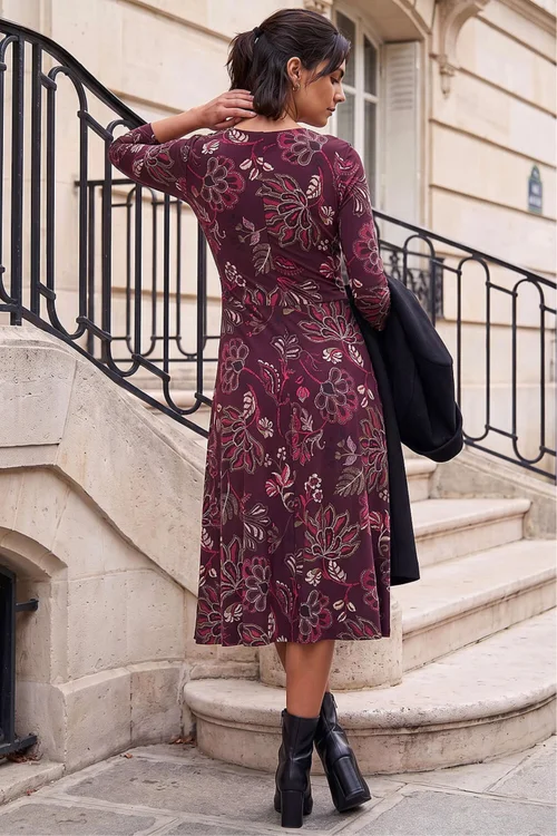 Roman Wine Floral Leaf Cross Dress - 12 Image 3