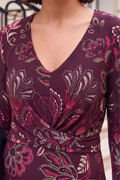 Roman Wine Floral Leaf Cross Dress - 12 Image 4