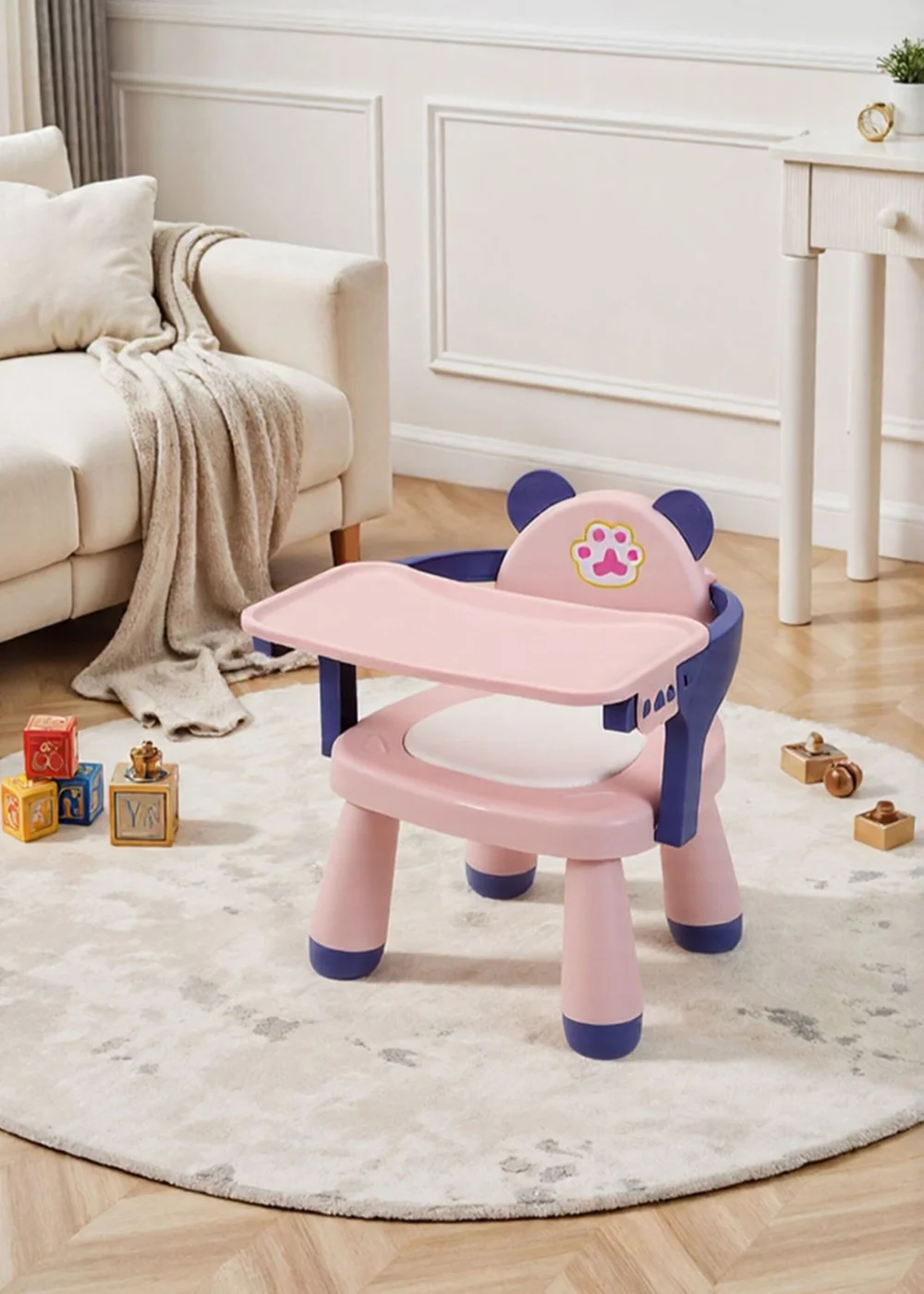 Kidkid Pink Lightweight Portable Baby Highchair with Tray 31x28x42cm - One Size Image 1