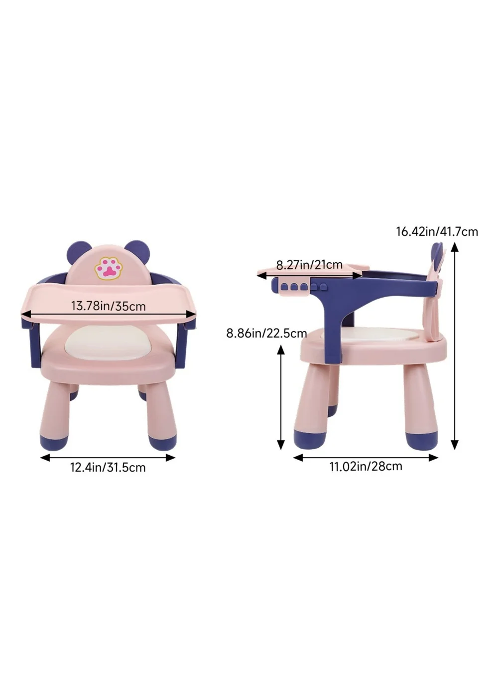 Kidkid Pink Lightweight Portable Baby Highchair with Tray 31x28x42cm - One Size Image 2