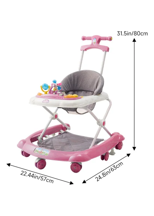 Kidkid Pink Foldable & Adjustable Baby Walker with Music 57x63x80cm - One Size Image 2