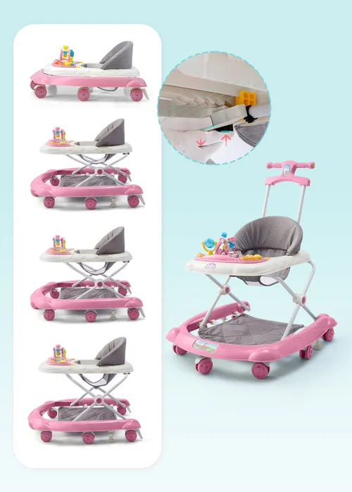 Kidkid Pink Foldable & Adjustable Baby Walker with Music 57x63x80cm - One Size Image 3
