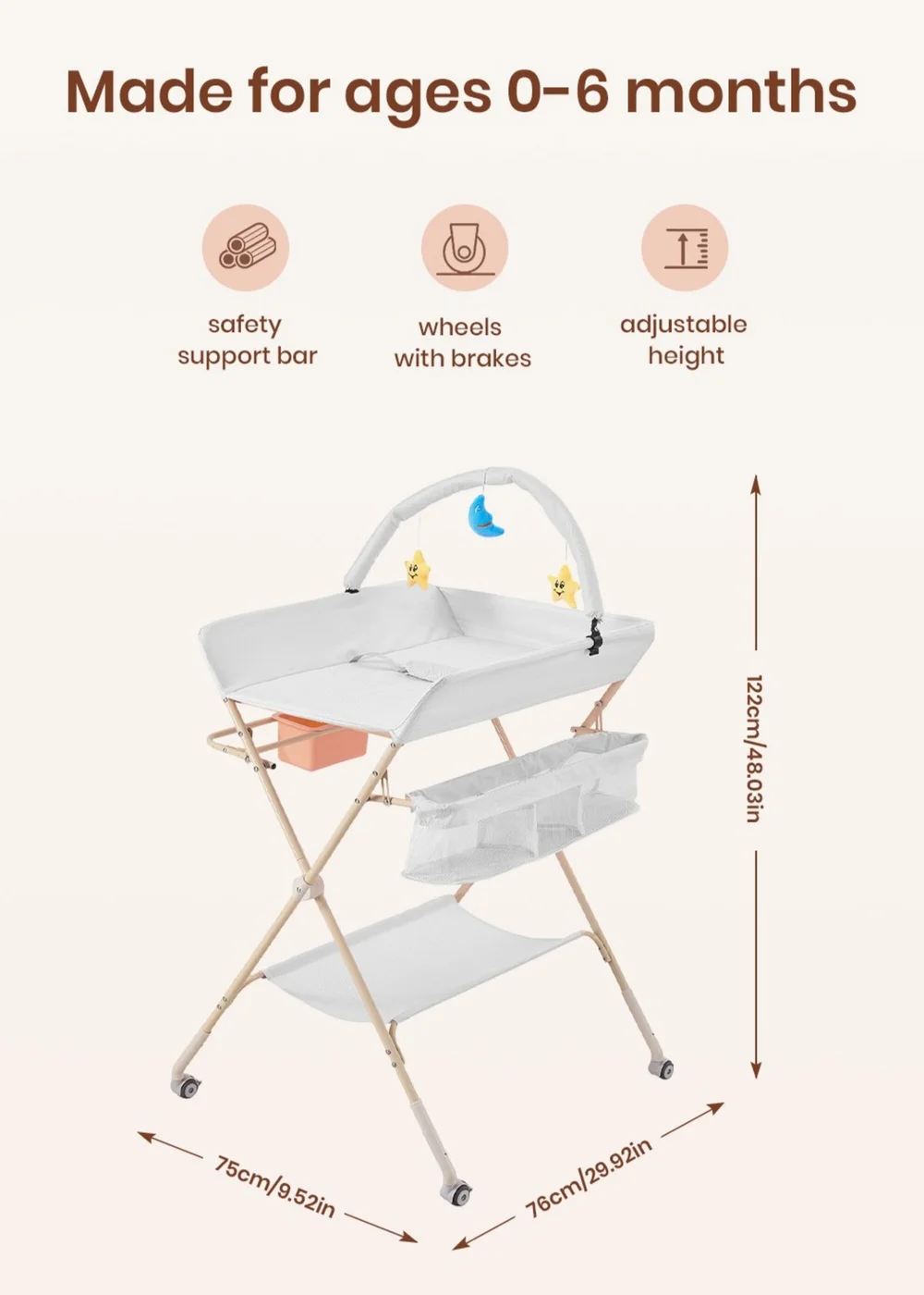 Kidkid Grey Versatile Folding Baby Changing Table 76x75x122cm - One Size Image 2