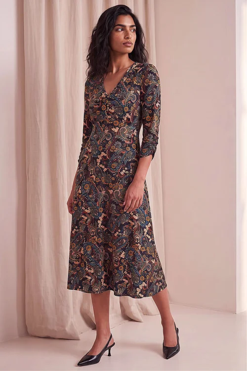 Roman Ochre Paisley Floral Midi Dress - 10 Image 2