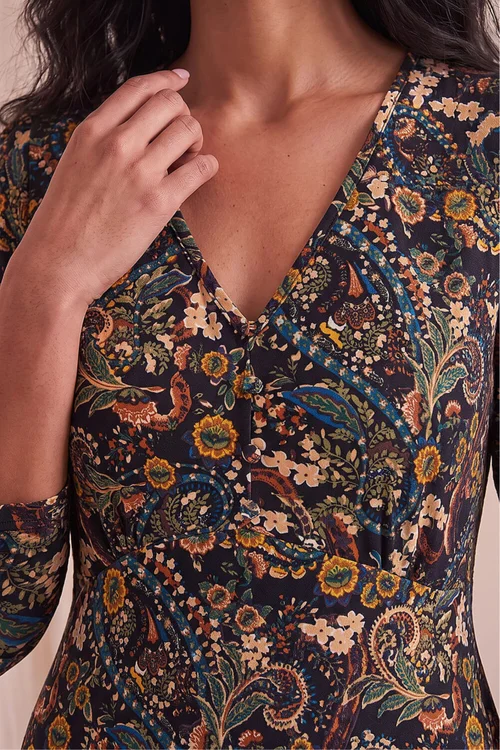 Roman Ochre Paisley Floral Midi Dress - 10 Image 4