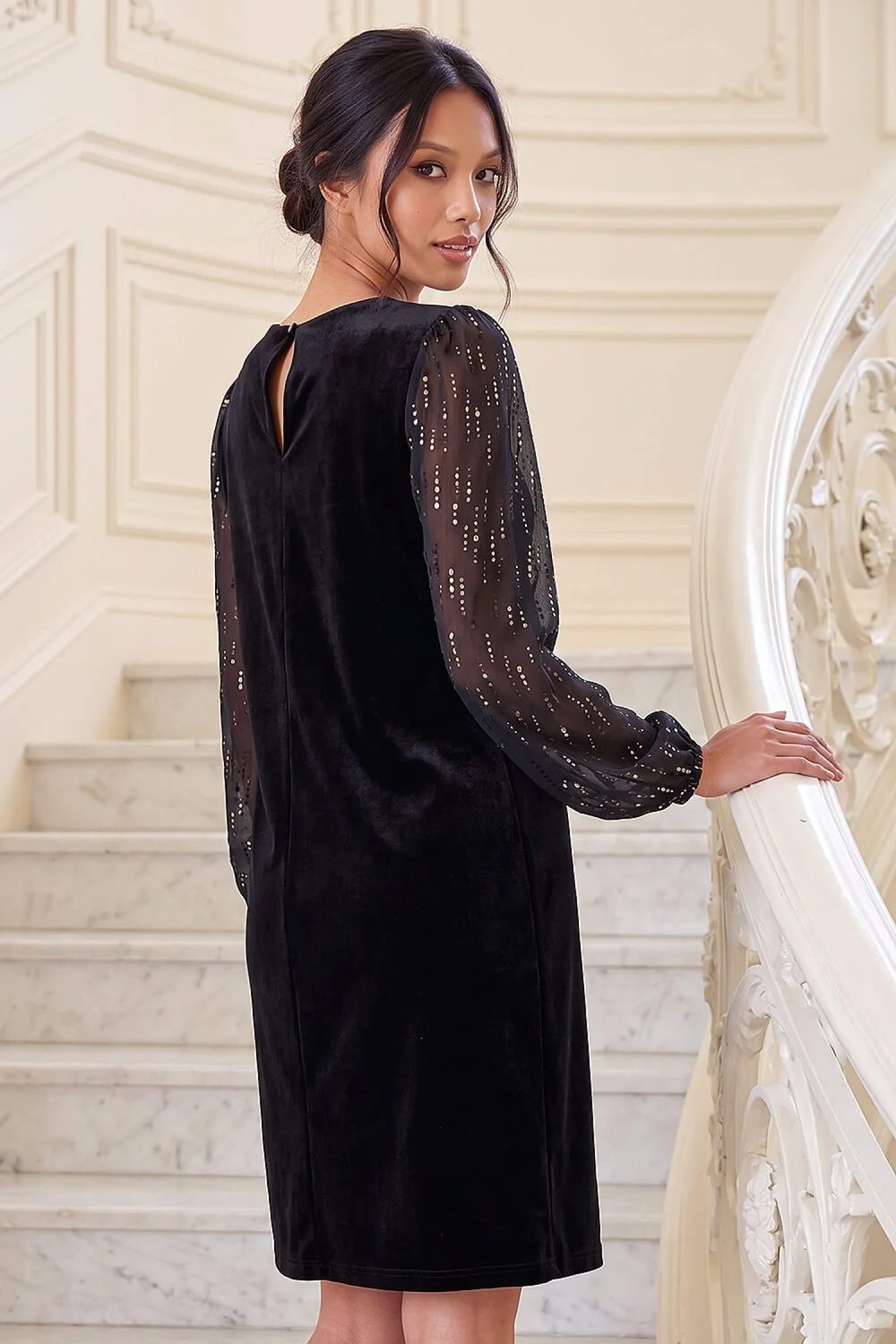 Roman Black Petite Hybrid Foil Dress - 8 Image 3