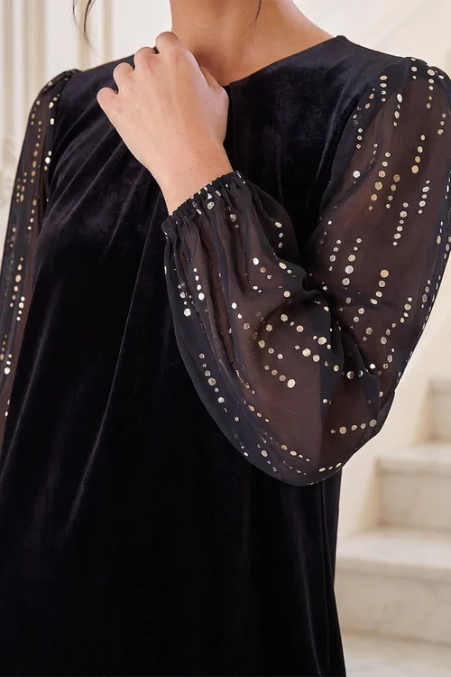 Roman Black Petite Hybrid Foil Dress - 8 Image 4