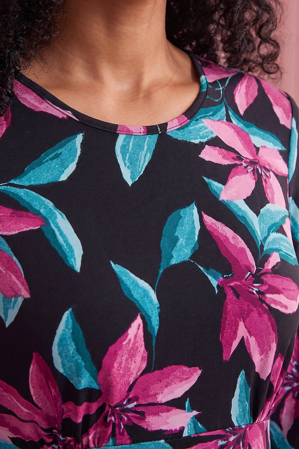 Roman Mauve Floral Leaf A-Line Midi Dress - 12 Image 4