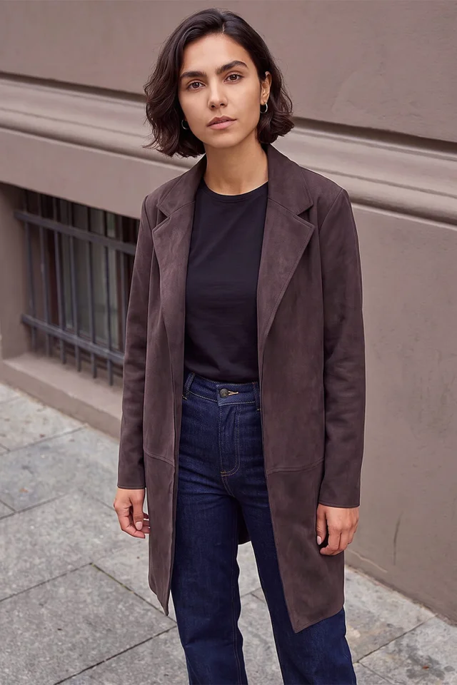 Roman Chocolate Suedette Faux Jacket