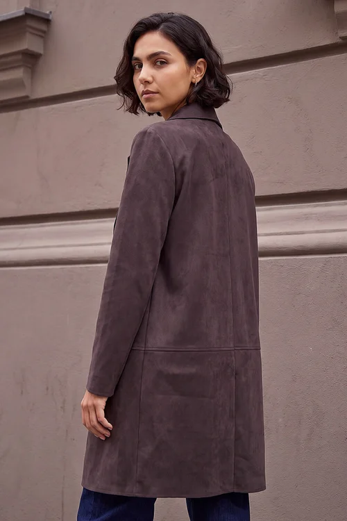 Roman Chocolate Suedette Faux Jacket - 14 Image 3