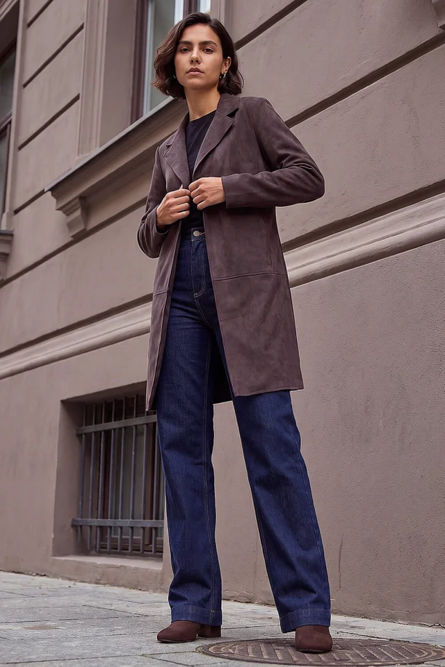 Roman Chocolate Suedette Faux Jacket