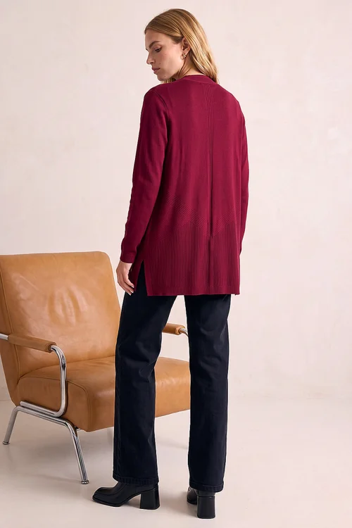 Roman Burgundy Detailed Rib Cardigan - 12 Image 3