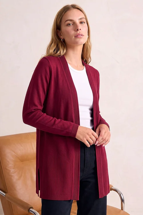 Roman Burgundy Detailed Rib Cardigan - 12 Image 1