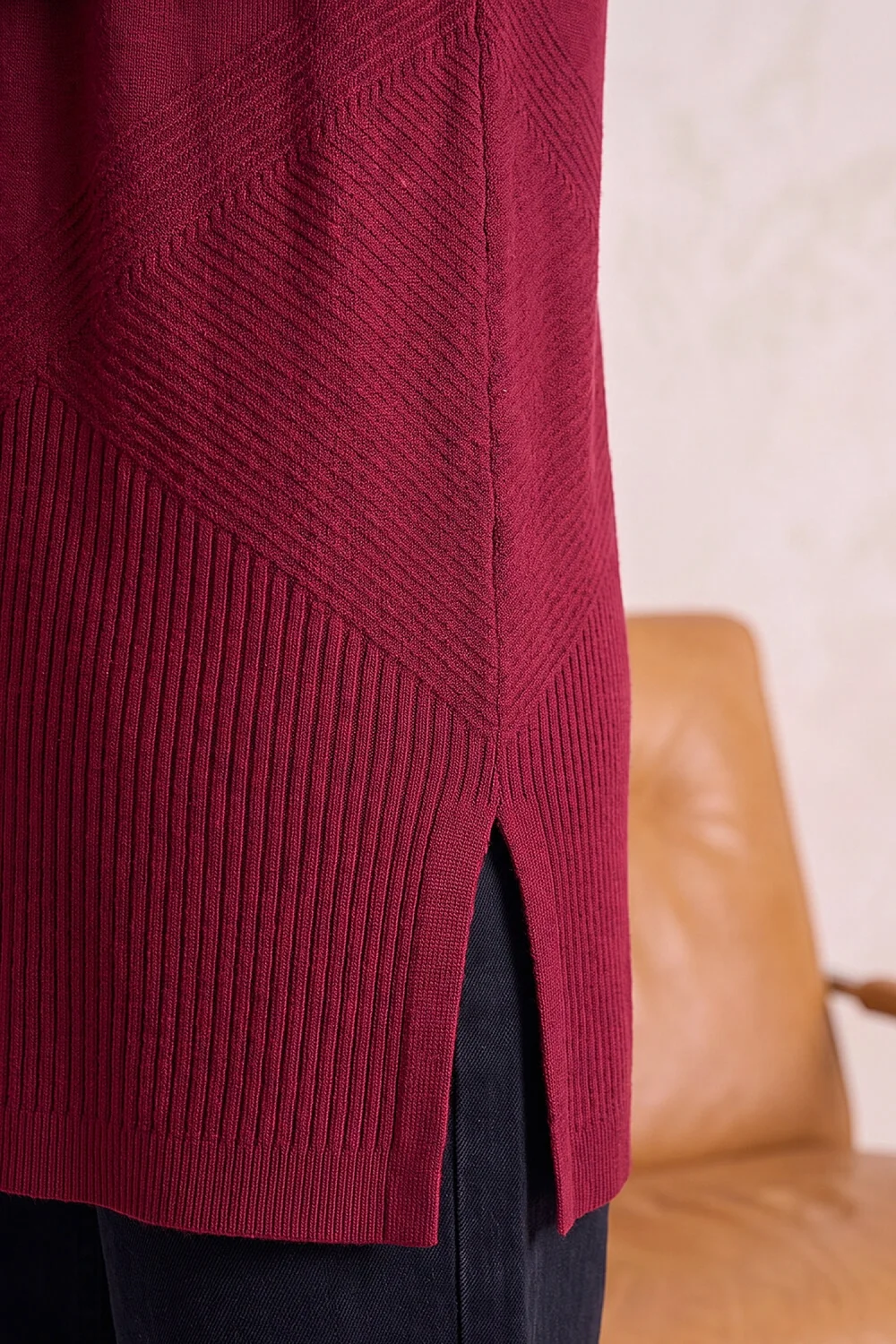 Roman Burgundy Detailed Rib Cardigan - 12 Image 4