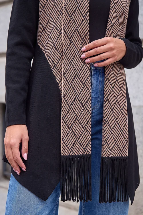 Roman Black Patterned Fringe Cardigan - 14 Image 4
