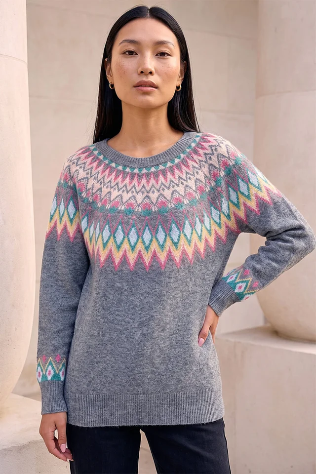 Roman Grey Fairisle Jumper
