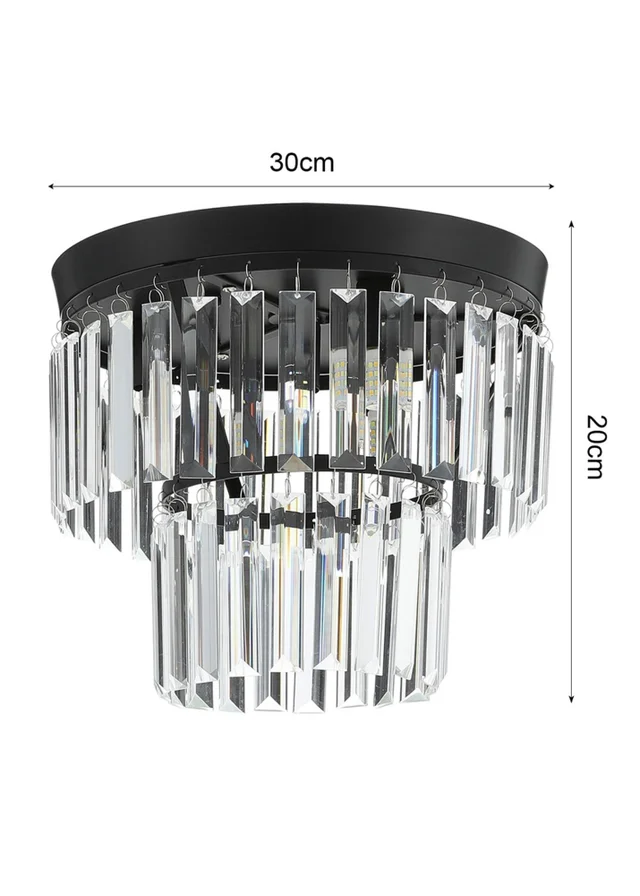 Kabinet Black Crystal Mount Ceiling Light 42x42x18cm
