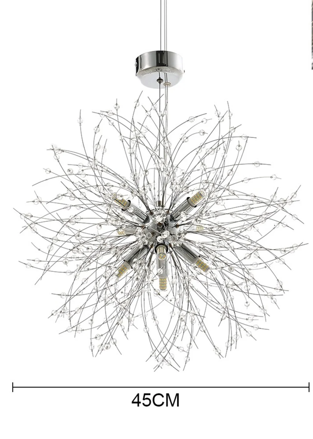 Kabinet Silver Firework Chandelier Hanging Pendant Ceiling Light 28x28x17cm - One Size Image 2